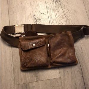 Roots Brand Leather Fanny Pack